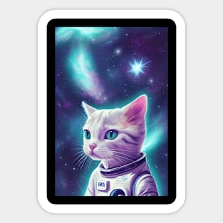 Funny Astronaut Cat in Space Sticker